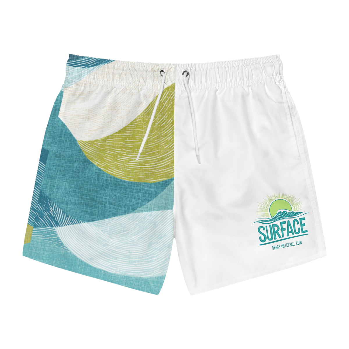 Swim Trunks — Abstract Ocean Wave Surf Logo Swim Shorts