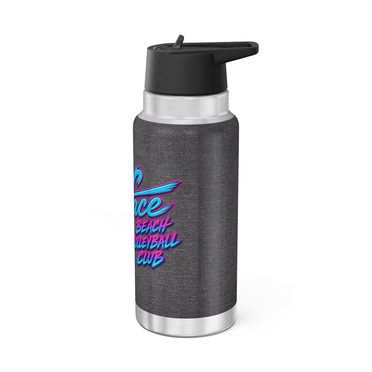 32oz Retro Surface Beach Volleyball Club Insulated Tumbler — Neon Surf Vibes Water Bottle