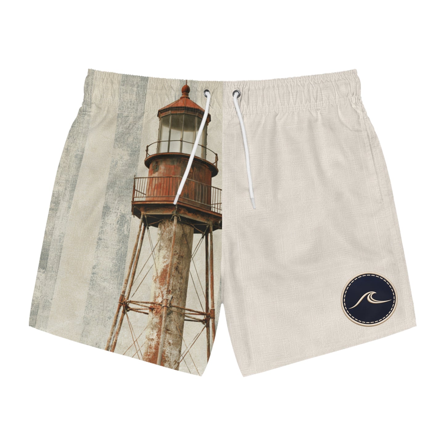 Sanibel Lighthouse Inspired Vintage Stripe Swim Trunks