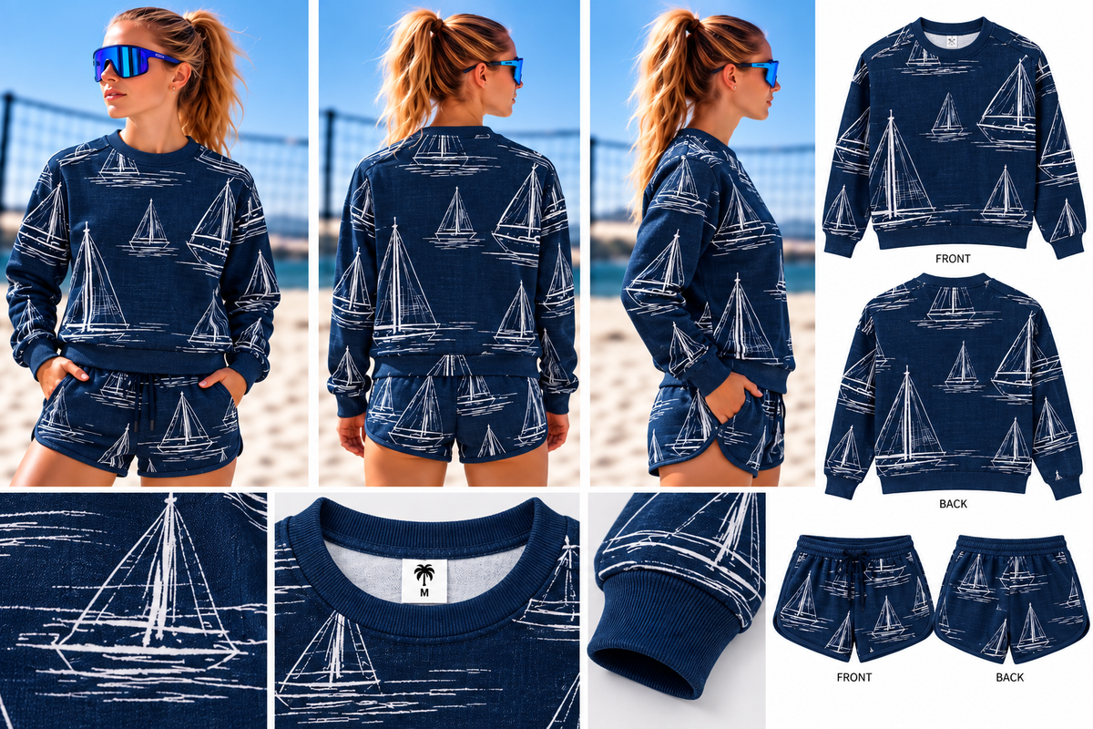 Nautical Sailboat Pattern Sweatshirt