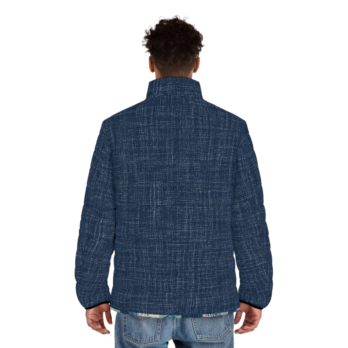 Men’s Navy Textured Puffer Jacket