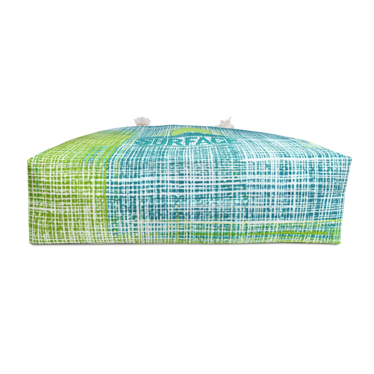 Surf Vibe Weekender Bag — Blue Green Beach Tote with "Surface" Logo