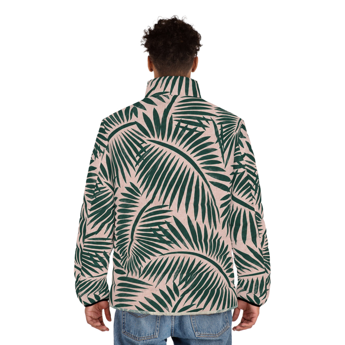 Men’s Tropical Palm Leaf Puffer Jacket