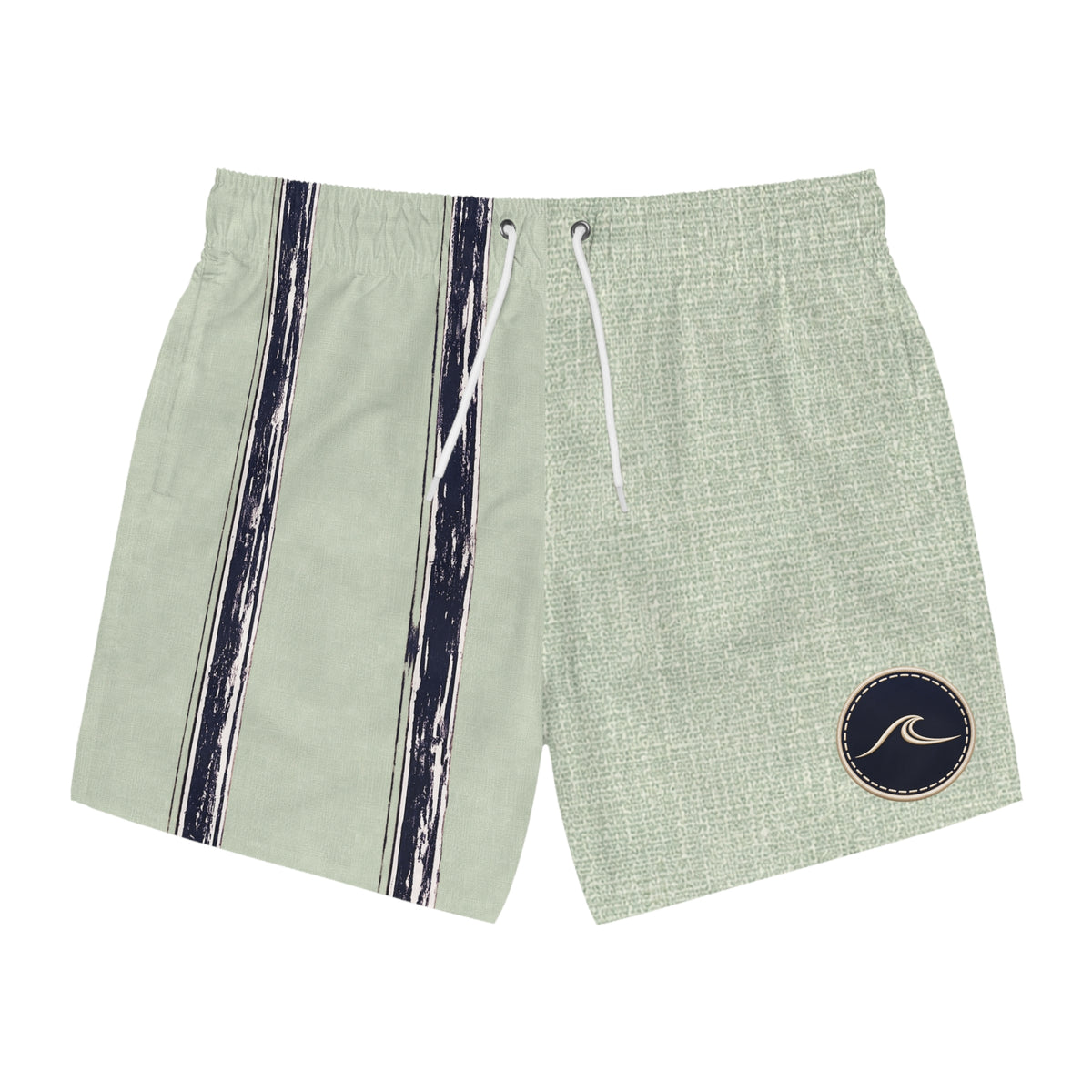 Surfache Sage Stripe Surf Logo Swim Trunks — Men's Beach Boardshorts