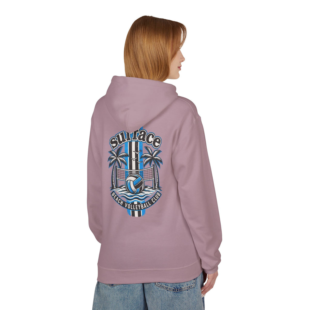 Surface Beach Volleyball Hoodie — Retro Palm Beach Volleyball Club Design