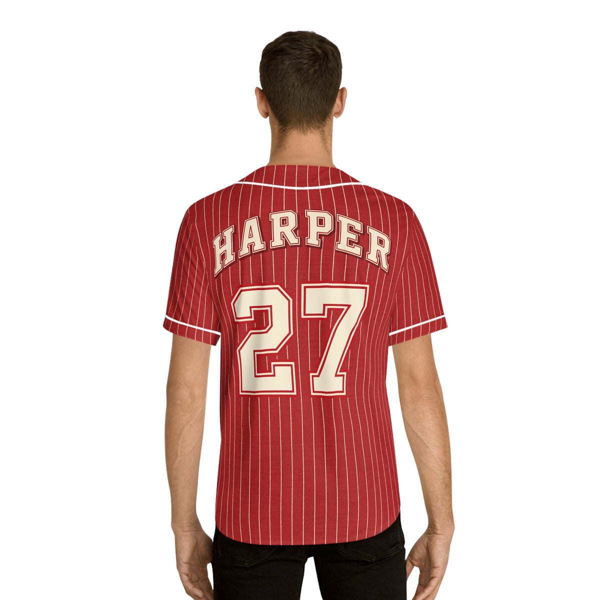 Harper Wrigley Field Retro Red Pinstripe Baseball Jersey