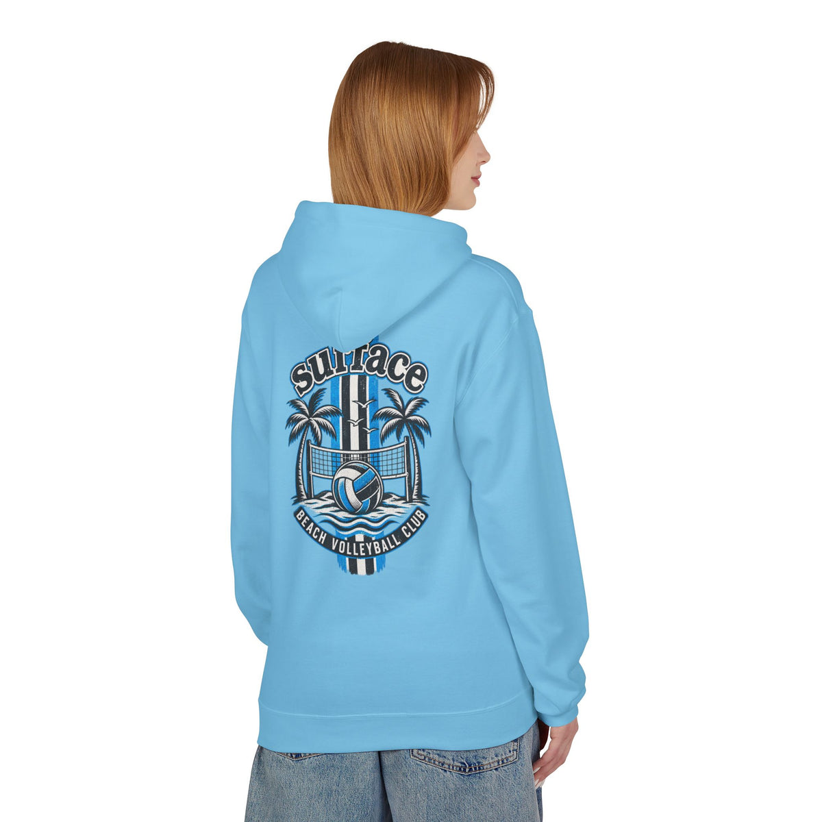 Surface Beach Volleyball Hoodie — Retro Palm Beach Volleyball Club Design