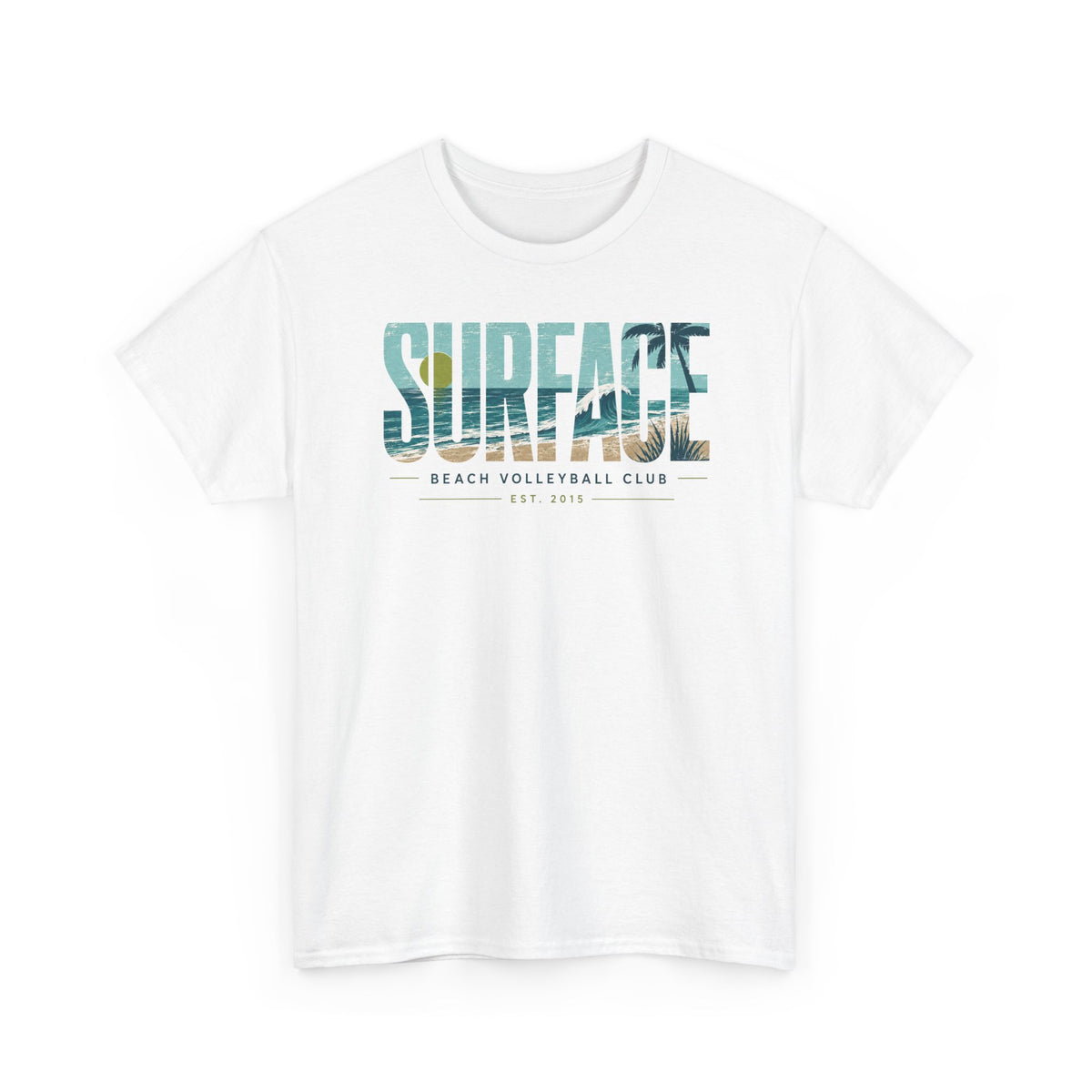 Surface Beach Volleyball Club Graphic Tee — Surf Photo Typography T‑Shirt