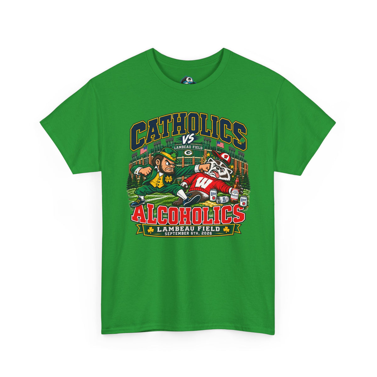 Catholics vs Alcoholics Football T-Shirt – Lambeau Field Tailgate Tee
