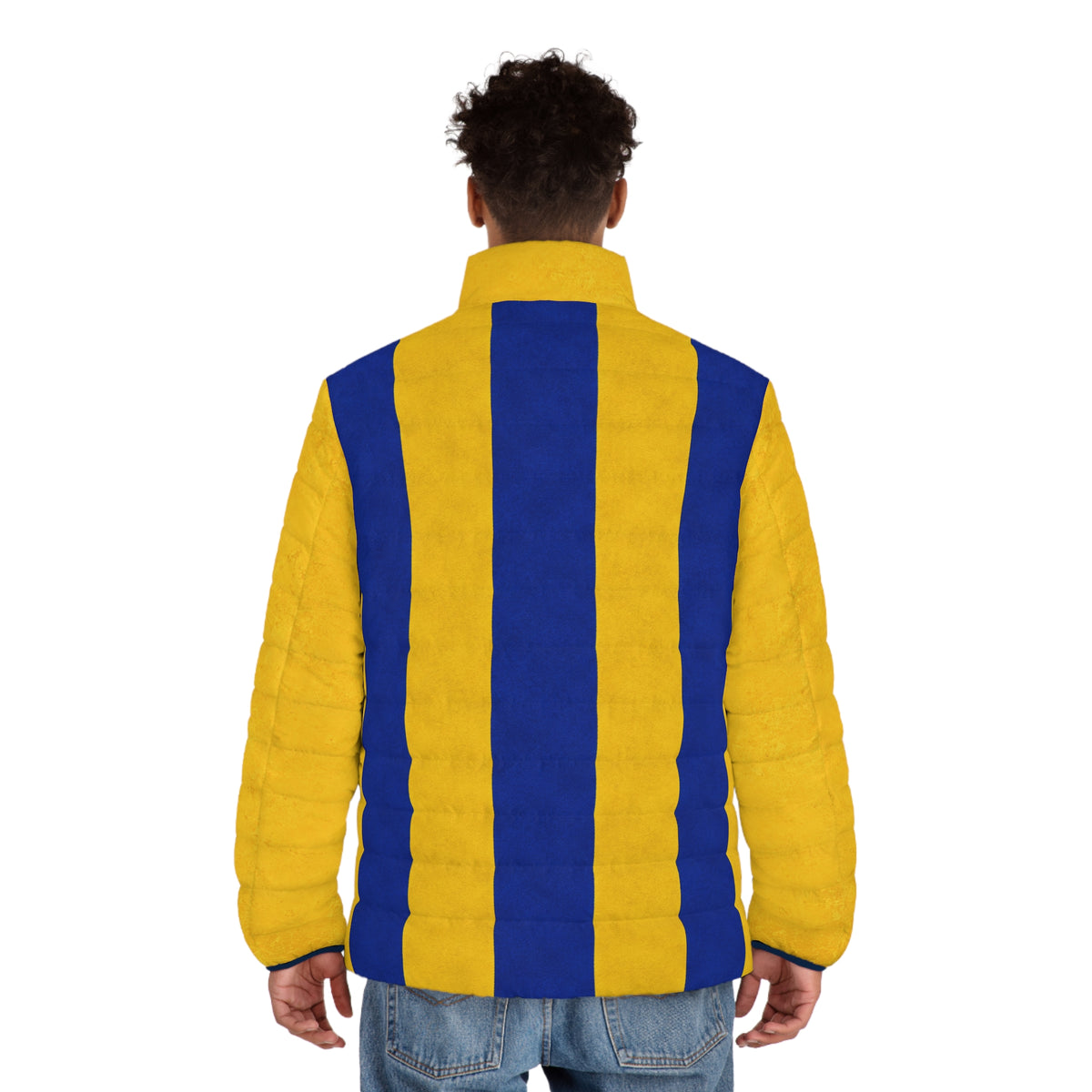 Moo Crew Rally Striped Call The Herd Puffer Men’s Printed Puffer Jacket