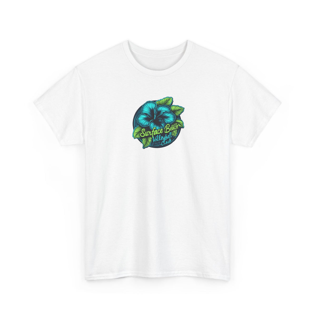 Hibiscus Icon Surface Beach Volleyball Club Unisex Heavy Cotton Tee