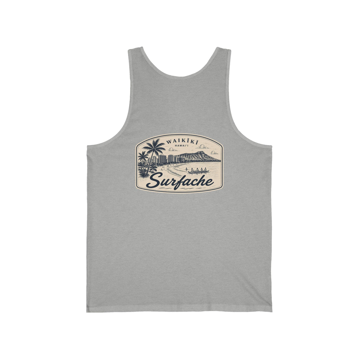 Surfside Beach Tank Top — Blue Palm & Wave Logo 'Surface' Athletic Tank