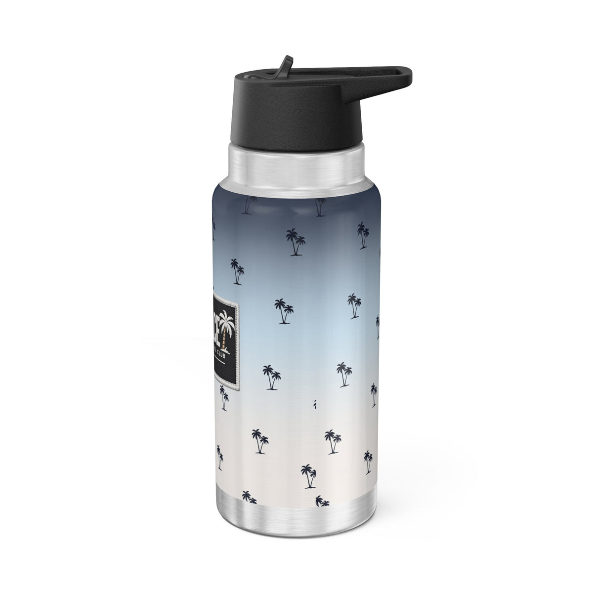 Surfside Palm 32oz Tumbler - Ombre Blue Beach Water Bottle with 'SURFACE' Logo