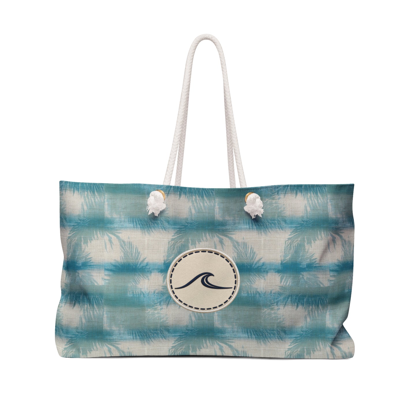Surfache Beach Stripe Weekender Bag — Teal Tie-Dye Tote with Wave Emblem