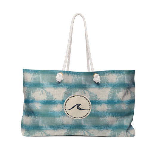 Surfache Beach Stripe Weekender Bag — Teal Tie-Dye Tote with Wave Emblem