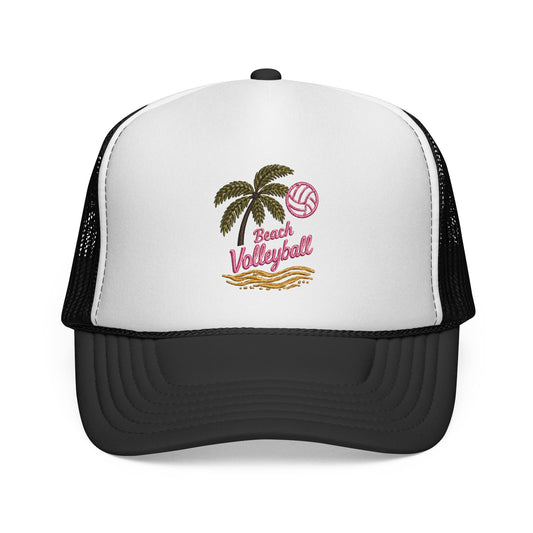 Beach Volleyball Trucker Cap – Palm Tree & Volley Graphic