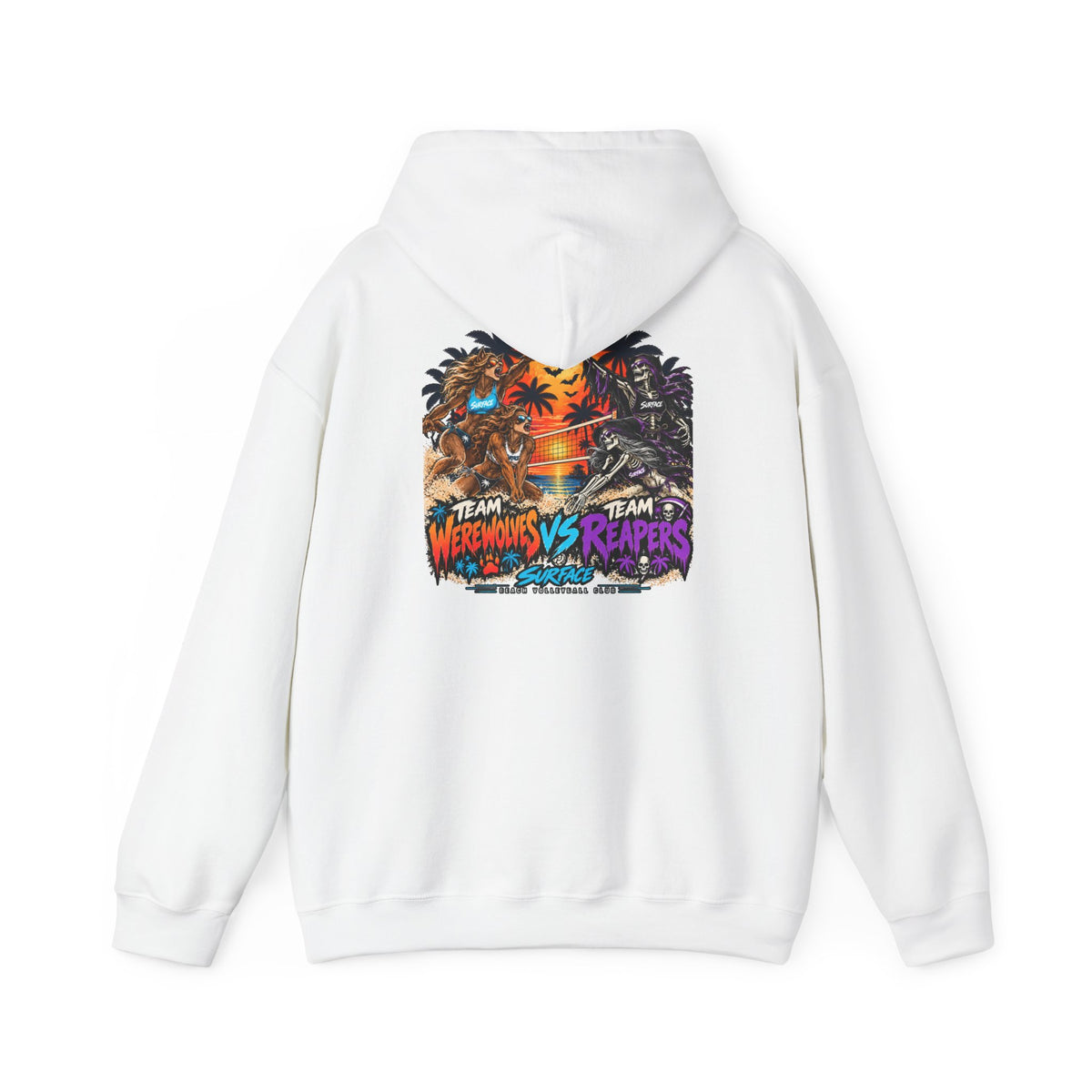 Surface Tropical Halloween Hoodie — Team Werewolves vs Reapers Graphic Pullover