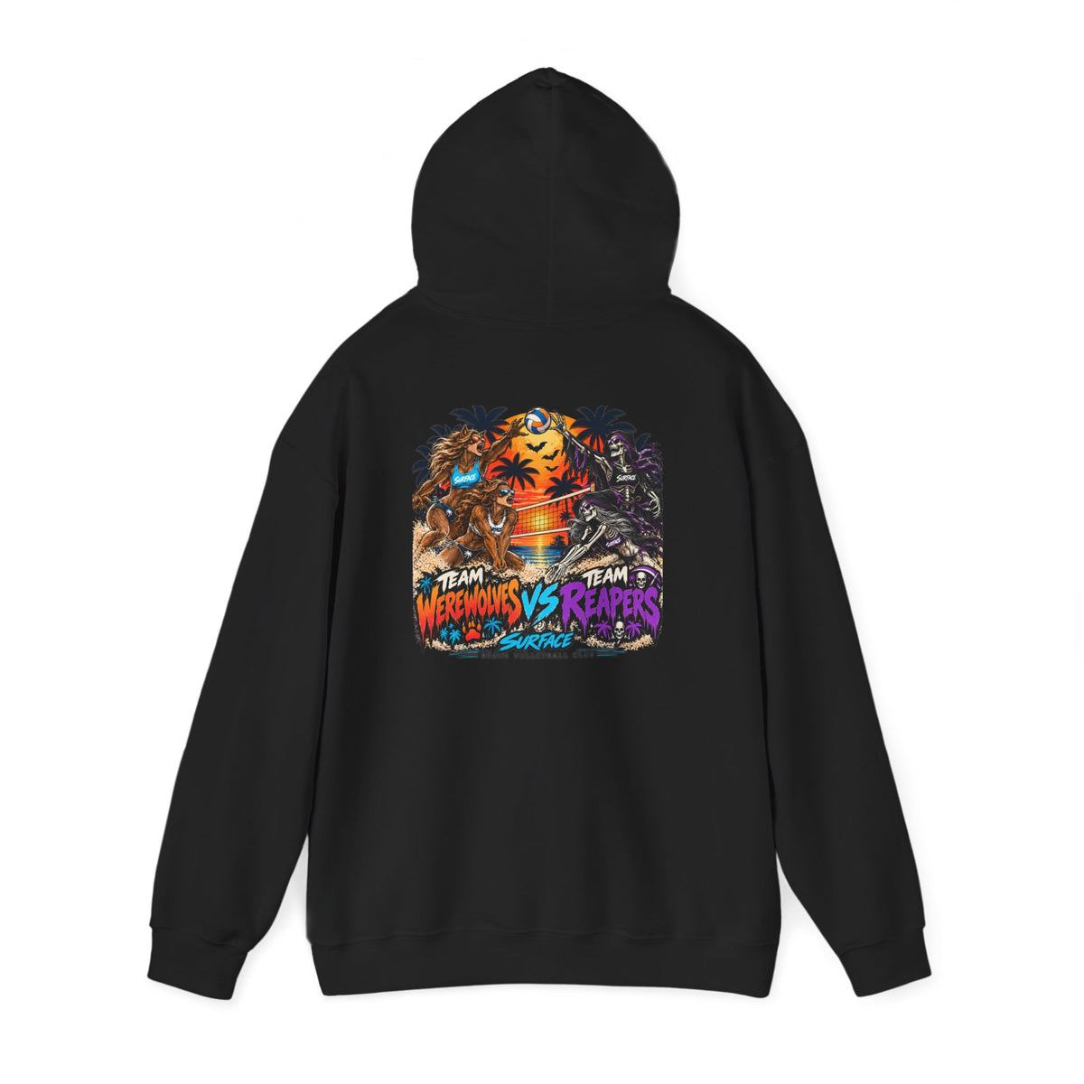 Surface Tropical Halloween Hoodie — Team Werewolves vs Reapers Graphic Pullover