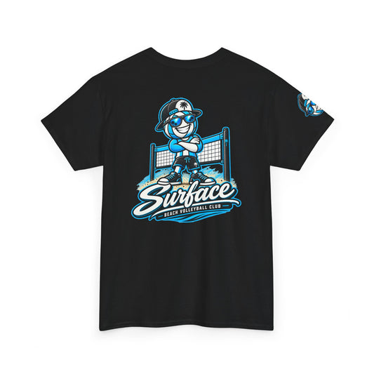 Surface Beach Volleyball Tee — Retro Smiley Palm Hat Graphic T-Shirt