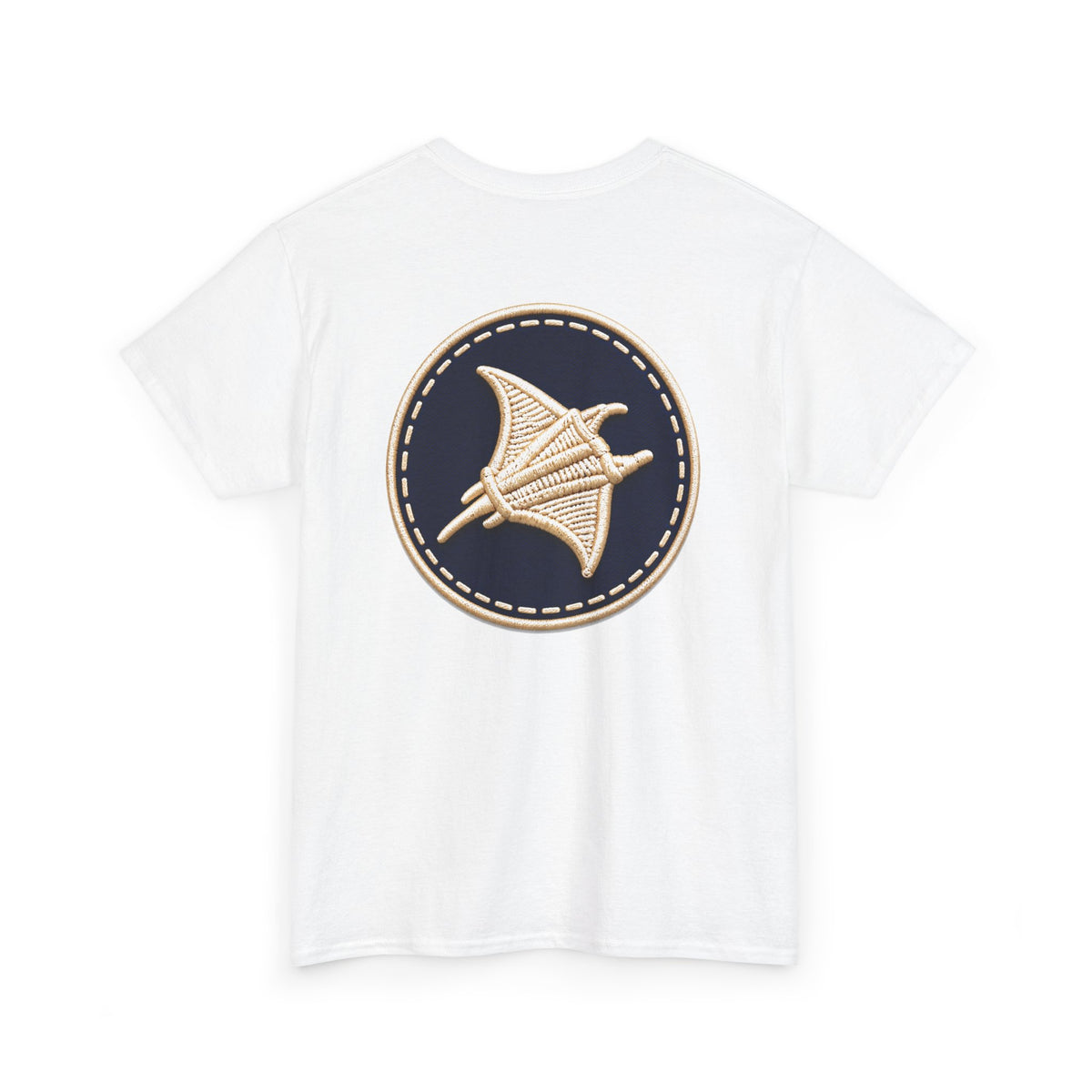 Surfache Logo Tee — Retro Script Front & Manta Ray Patch Back