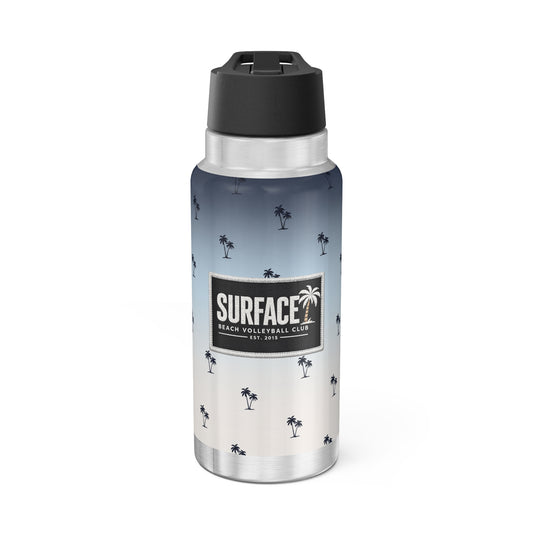 Surfside Palm 32oz Tumbler - Ombre Blue Beach Water Bottle with 'SURFACE' Logo