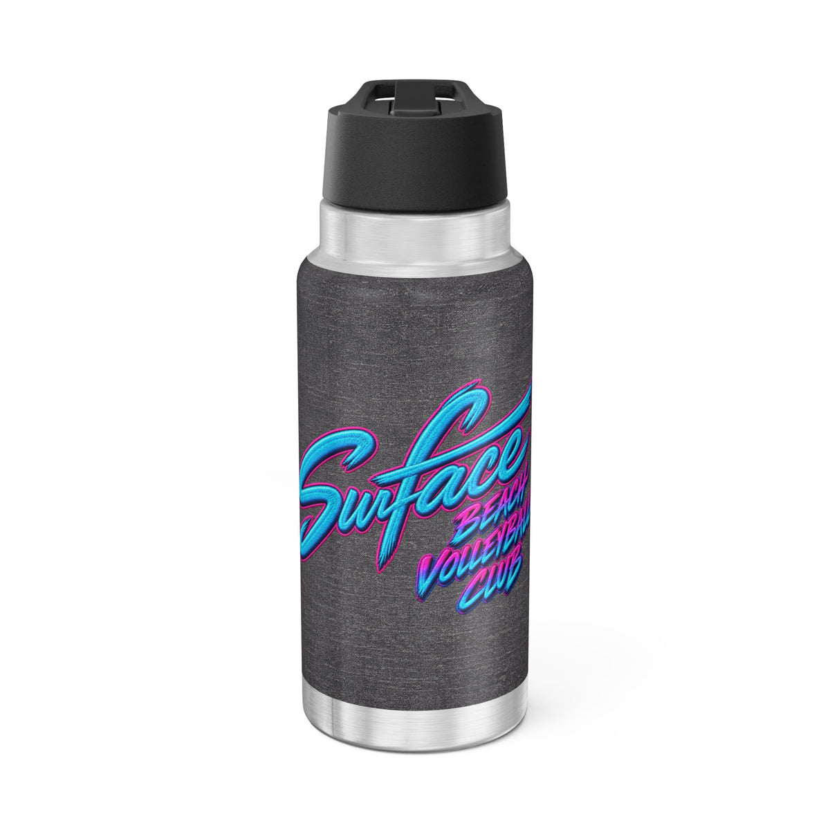 32oz Retro Surface Beach Volleyball Club Insulated Tumbler — Neon Surf Vibes Water Bottle
