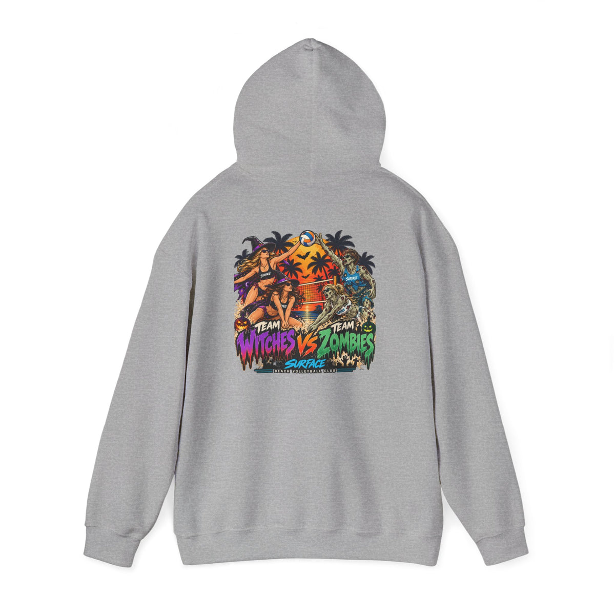 Surface Tropical Halloween Hoodie — Witches vs Zombies Graphic Pullover