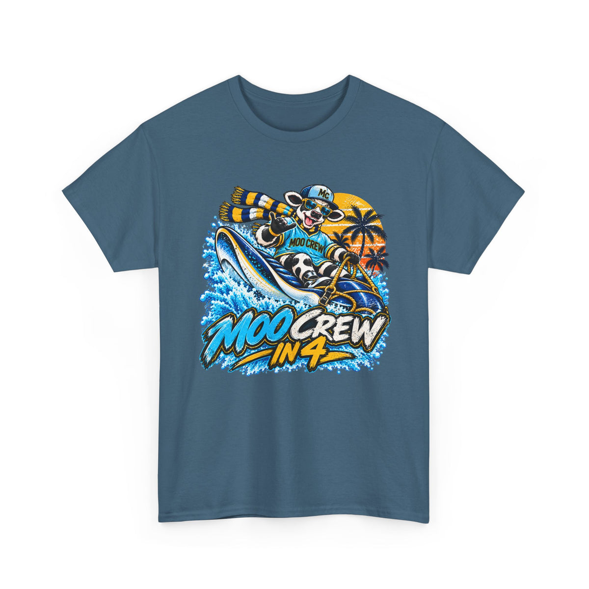 Moo Crew In 4 Ray Surfing Sunset Retro WI Teams Graphic Tee