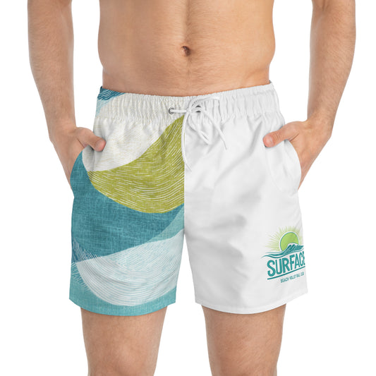 Swim Trunks — Abstract Ocean Wave Surf Logo Swim Shorts