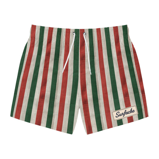 Surfache Italian Flag Inspired Swim Trunks — Retro Beach Boardshorts