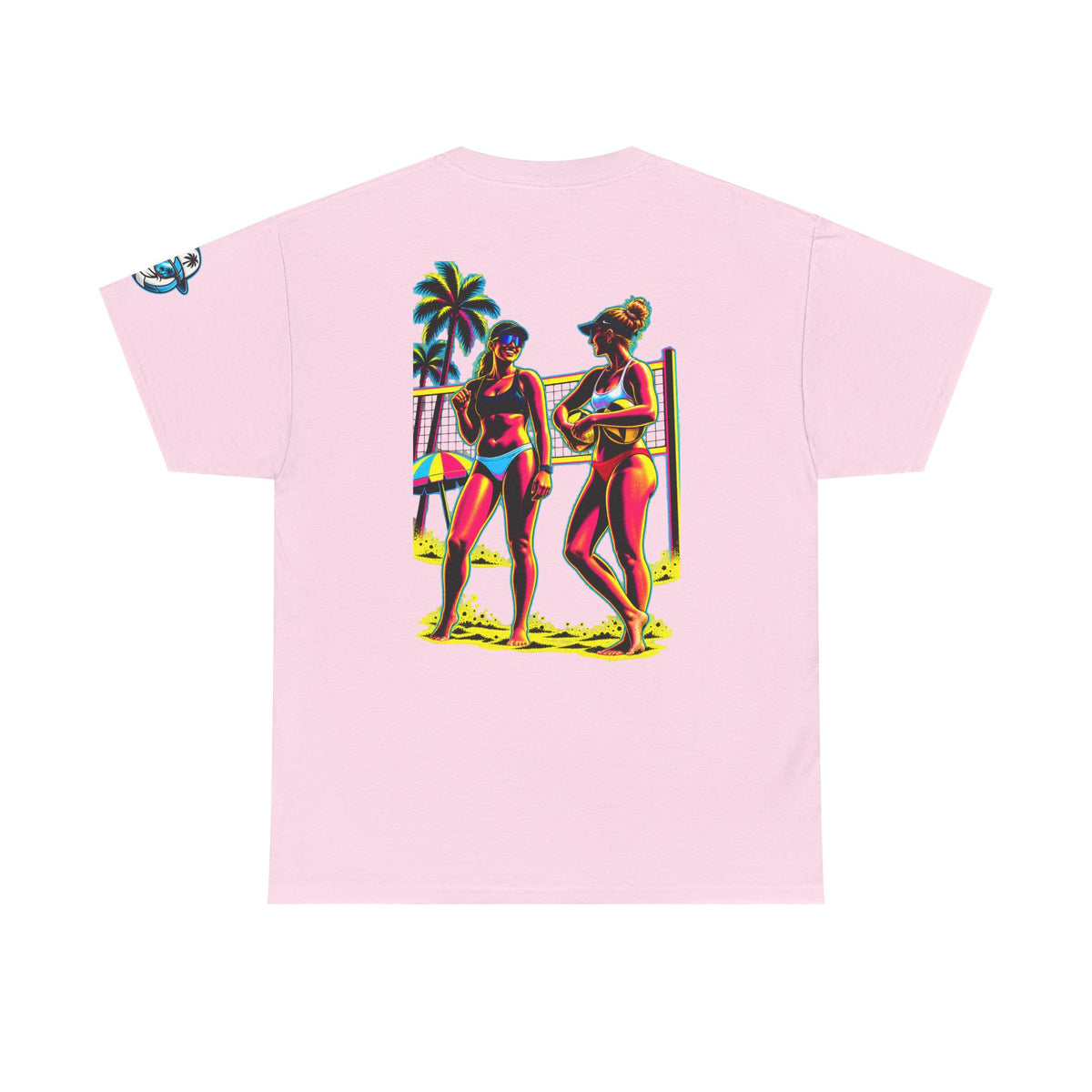 Beach Volleyball T‑Shirt – "Surface Beach Volleyball Club" Retro Sunset Graphic