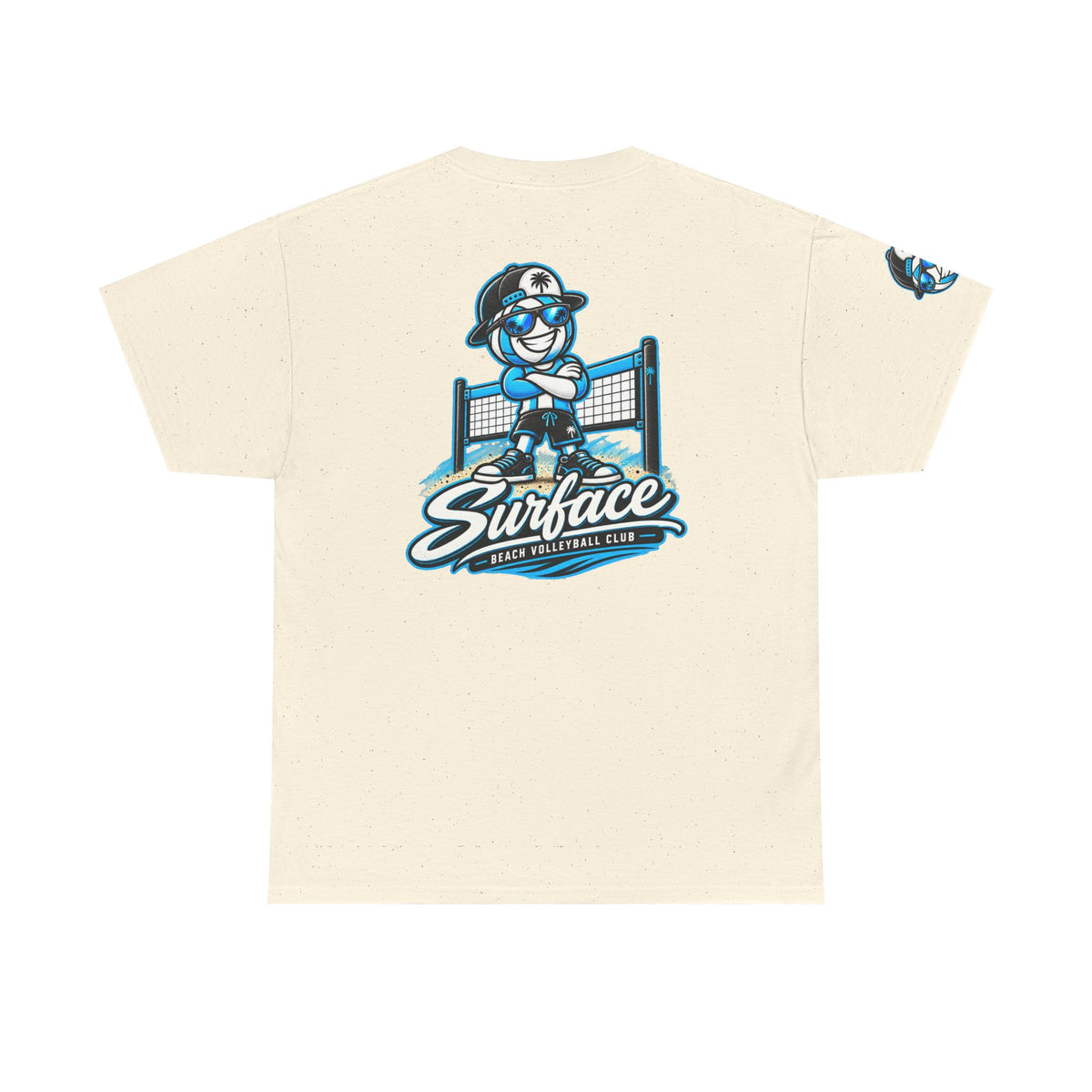 Surface Beach Volleyball Tee — Retro Smiley Palm Hat Graphic T-Shirt