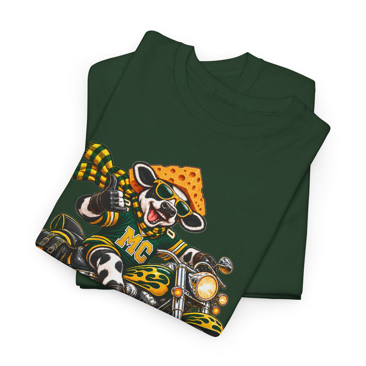 Moo Crew WI Teams Game Day Motorcycle Graphic Tee The Big Cheese