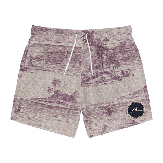 Surfache Vintage Tropical Swim Trunks — Beach Palm  Shorts