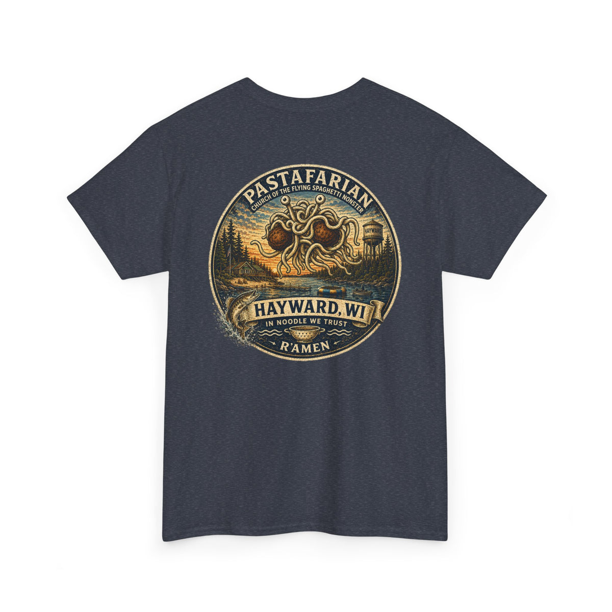 Whiplash Pastafarian T-Shirt — Vintage Hayward, WI Ramen Graphic Tee