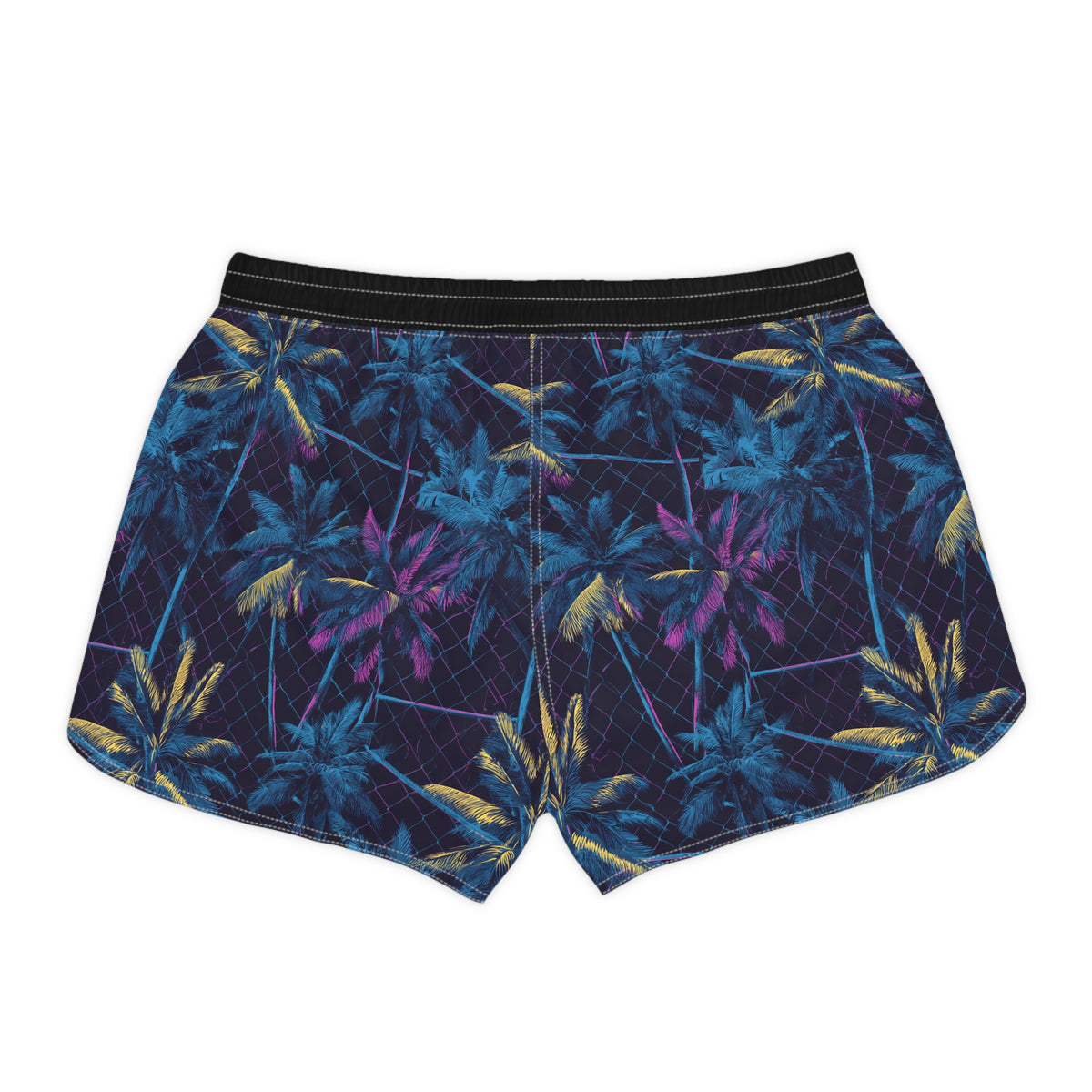 Tropical Palm Print Women's Casual Shorts — Neon Palm Beach AOP