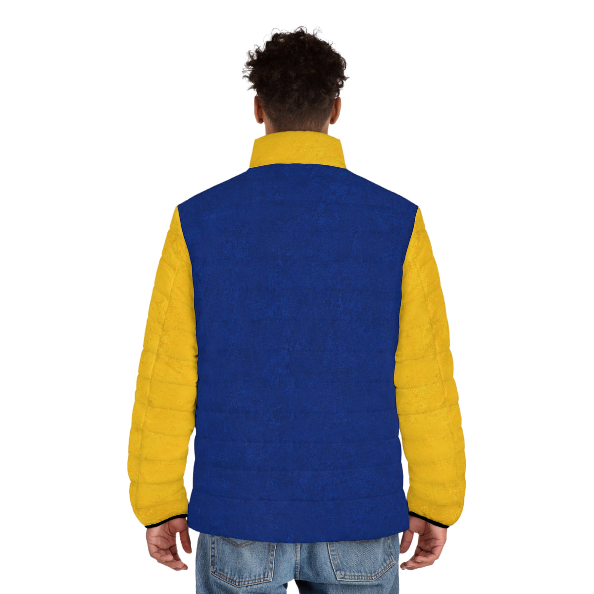 Moo Crew Call The Herd Puffer Men’s Abstract Blue Printed Puffer Jacket