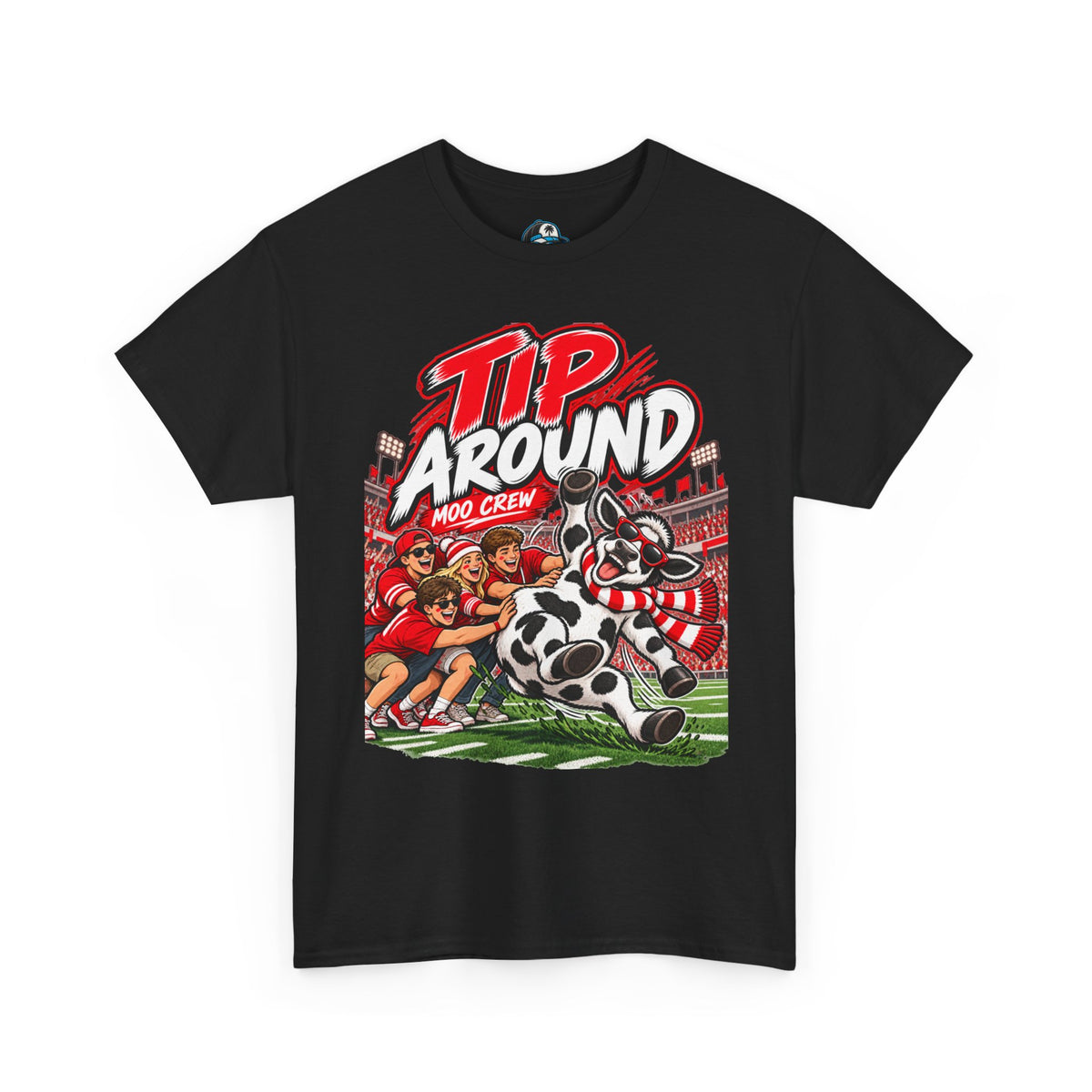 Moo Crew “Tip ’Around” Football Game Day  Cow Print T-Shirt