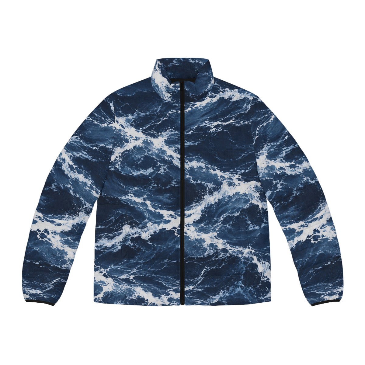 Ocean Wave Puffer Jacket – All-Over Print Nautical Men’s Puffer