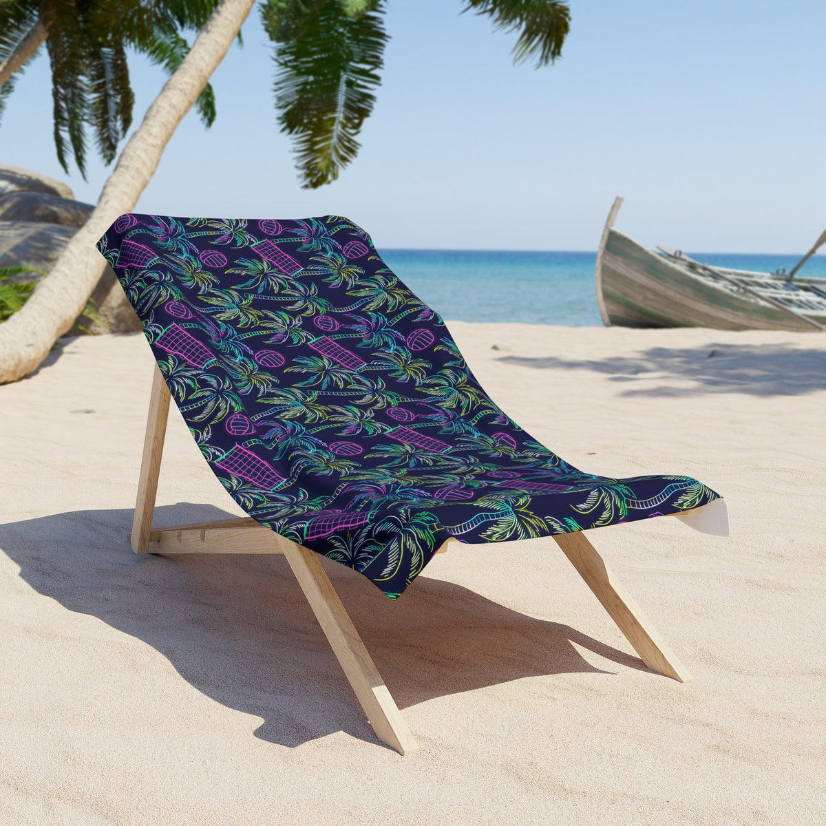 Tropical Neon Palm Beach Towel