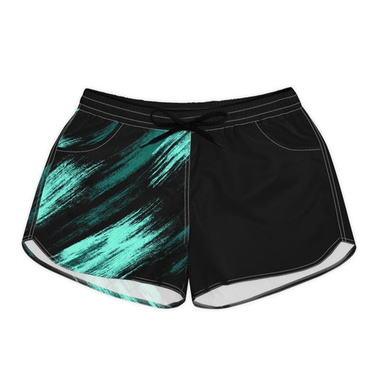 Teal Brushstroke Women’s Running Shorts — Casual AOP Athletic Shorts
