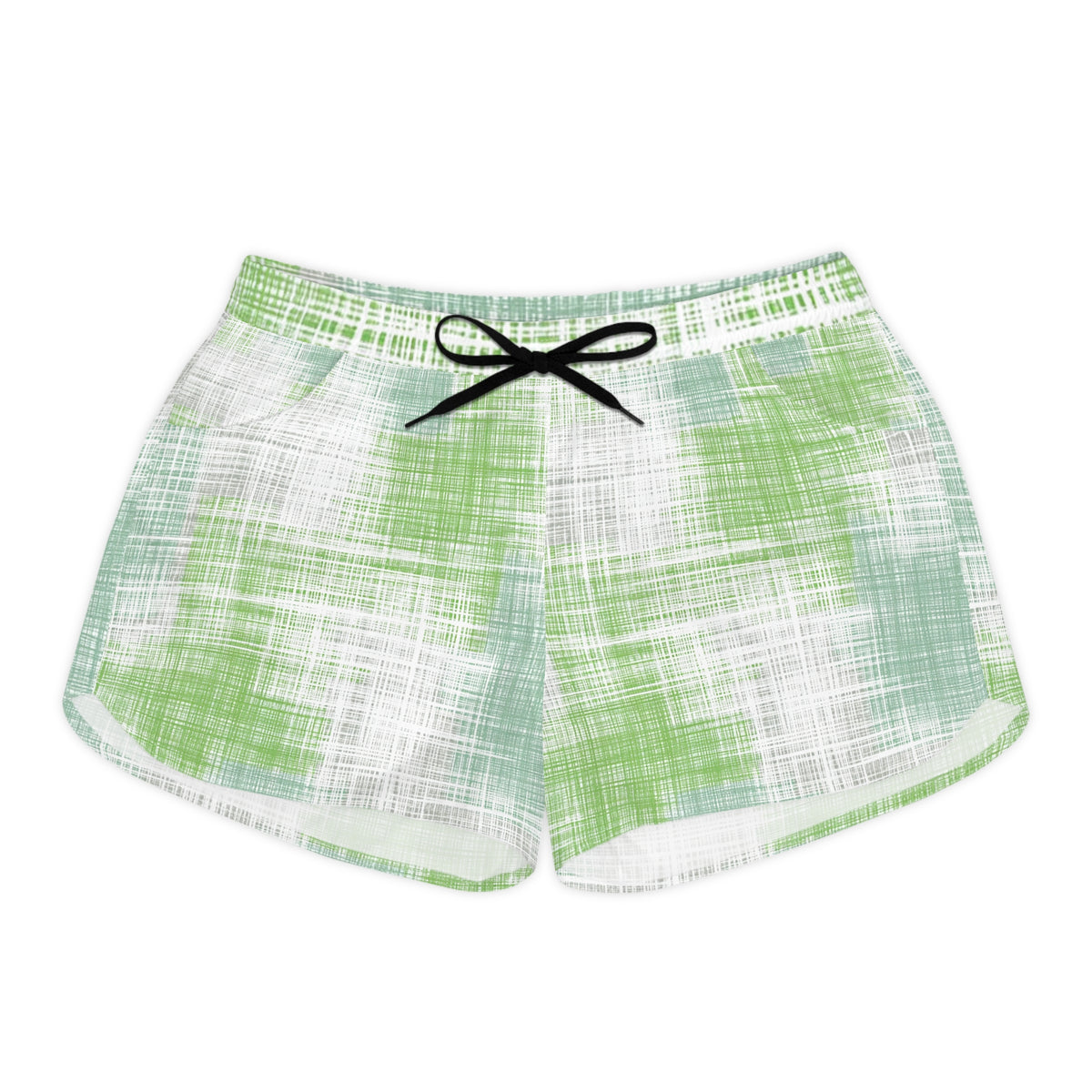 Women's Casual Shorts — Pastel Green Plaid All-Over Print Lounge Shorts