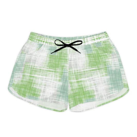 Women's Casual Shorts — Pastel Green Plaid All-Over Print Lounge Shorts