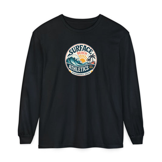 Surface Beach Athletics Long Sleeve Tee — Surf Waves Sunset Graphic