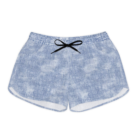 Blue Linen-Texture Women's Lounge Shorts — Casual Summer Sleepwear