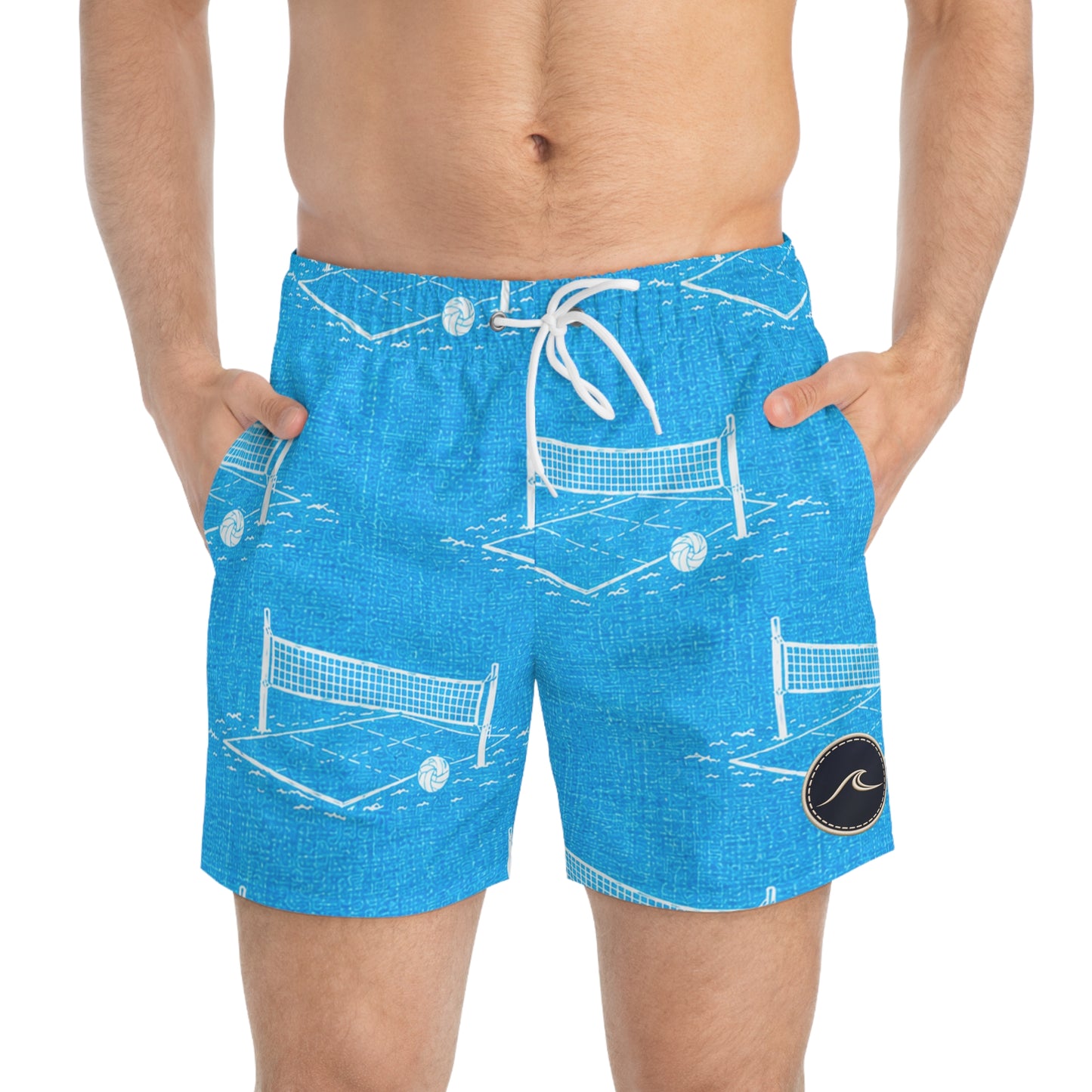 Surfache Beach Volleyball Swim Trunks – Blue Court Print AOP Shorts