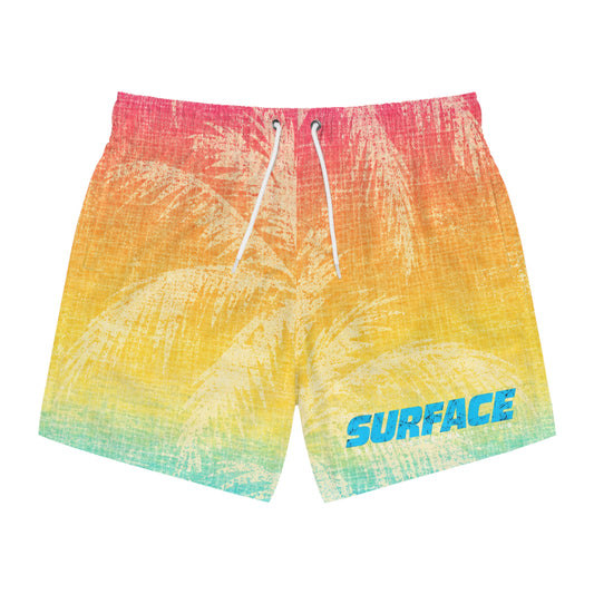 Gradient Swim Trunks — Tropical Palm Sunset Beach Shorts