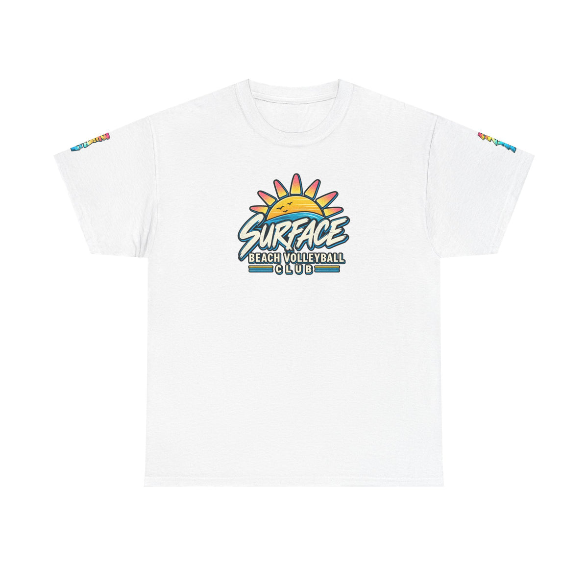 Beach Volleyball Tee — "Surface Beach Volleyball Club 2027" Retro Sunset Shirt