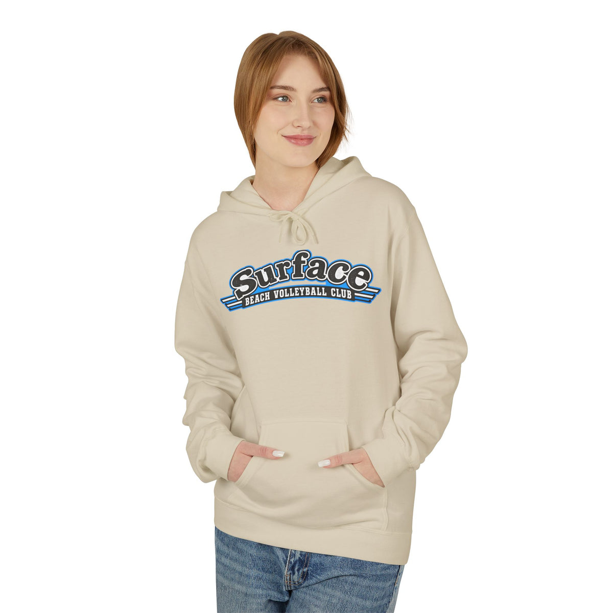 Surface Beach Volleyball Hoodie — Retro Palm Beach Volleyball Club Design