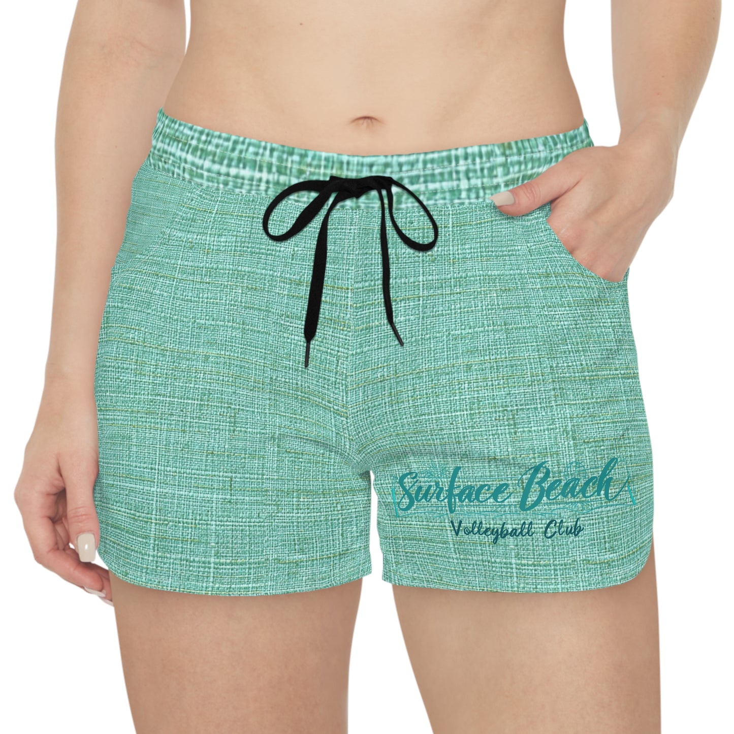 Surfside Beach Volleyball Club Women's Casual Shorts – Aqua Linen Print